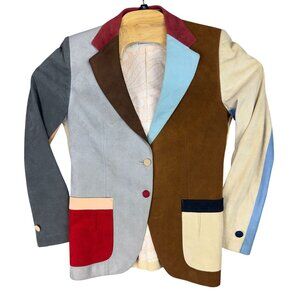Vincent Kari Carmine Ursello Blazer Coll Suede Jacket Women S/M Colorblock